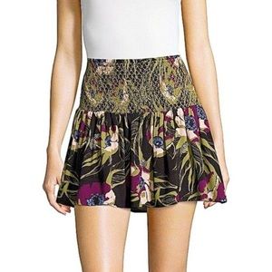 Free People Smocked Floral LA Nights Mini Skirt Size XS